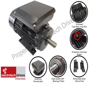 High Quality Single Phase Motor 230v 1400RPM 2800RPM 1ph Twin Cap 0.18KW- 3.7KW - Picture 1 of 17