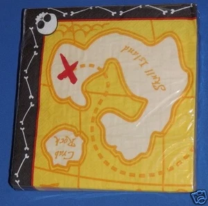 Pirate Treasure Map Napkins, Birthday Party, Halloween Skull Map 13"  2ply - 16p - Picture 1 of 3