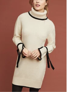 Anthropologie Bow-Tied Turtleneck Sweater Dress by J.O.A. Sz XS RUNS LARGE - NWT - Picture 1 of 3