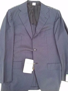 NWT $6000 BORRELLI NAPOLI HAND STITCHED FULL CANVAS NAVY BLUE DECONST. SUIT 42 - Picture 1 of 9