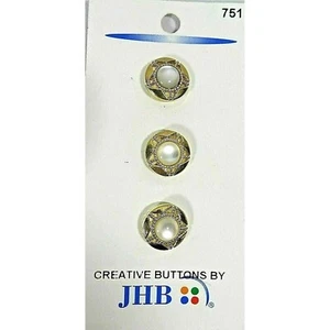 JHB International Gold Star Pearl Buttons 3pc Dress Blouse Craft Carded Vintage - Picture 1 of 3