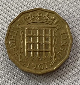 1961 Reino Unido Gran Bretaña 3 Peniques Thrupenny Thrupenny Reina Isabel II (61b) - Imagen 1 de 2