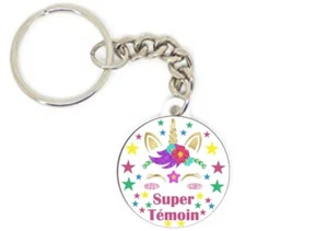 Porte clé badge super témoin licorne idée cadeau personnalisé  - Picture 1 of 1