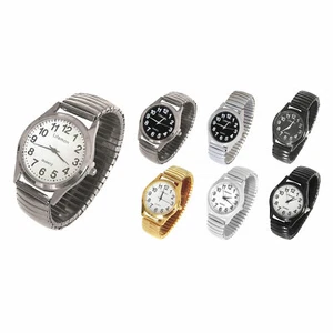 ARMBANDUHR MIT ELASTISCHEM METALLBAND SCHWARZ GOLD WEISS HERREN DAMEN - Bild 1 von 9