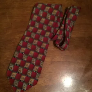 Jimmy V Mens Neck Tie Collection One Elephants Gold Burgundy 57"x3.75" Nature - Picture 1 of 4