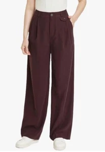Women’s A New Day Wide Leg Pleated Trousers Brown 10 NWT - Picture 1 of 7
