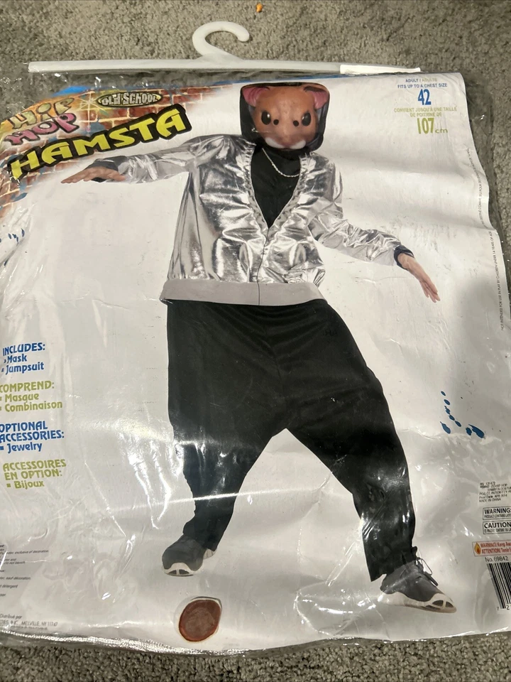 Forum Novedades - Disfraz de hamsta hip hop para hombre - Talla única - Divertido - Negro/Plateado Foto 1 de 3