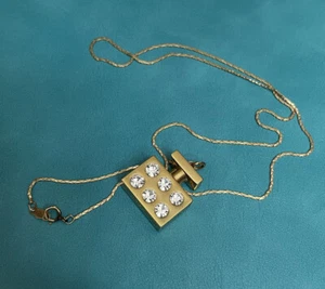 Michael Kors  Necklace Rhinestone Crystal Gold Perfume Bottle Pendant Two Sided - Picture 1 of 11