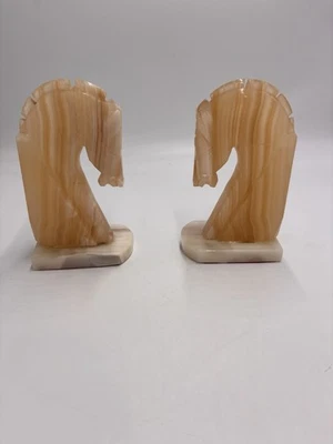 Sujetalibros vintage ónix o mármol caballos MCM caballo de Troya Foto 1 de 4