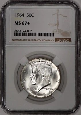1964 Kennedy Half Dollar 50c NGC MS67+ - Very PQ! - Image 1 of 3