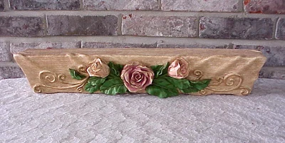 Estante de Pared Vintage Rosas Hojas Oro Borde Placa Ranura Revestimiento Resina 22 1/2" L Foto 1 de 4