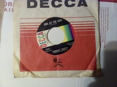 Decca 45 RPM Record, Conway Twitty ,Girl at the Bar ,Hello Darlin , VG - Image 1 of 3