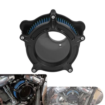 Air Cleaner Blue Intake Filter System Black Kit For Harley M8 Touring Softail - Image 1 of 4