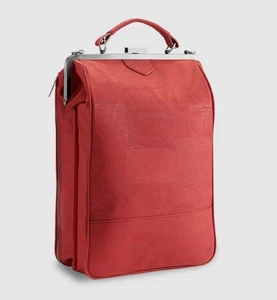 NWT Laflore Paris bobobark Convertible Backpack Purse Cherry Red Chrome Cork - Picture 1 of 18