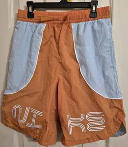 Nike Boys Nylon Shorts  W/ Pockets Orange & Light Blue,Size L 28" - Picture 1 of 6