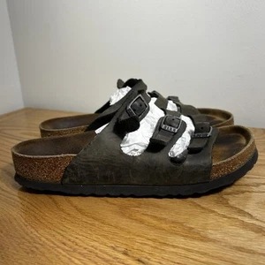 Sandali Birkenstock FLORIDA 3 cinturini in pelle grigia antiscivolo morbidi plantare 39 US 8 - Foto 1 di 17