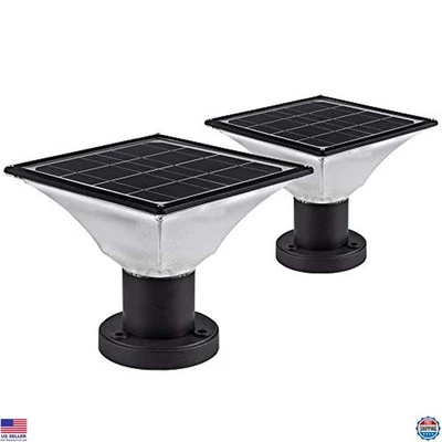 Luces de tapa de poste solar, encendido/apagado automático de anochecer a amanecer, se adapta a la mayoría de los postes, paquete de 2 Foto 1 de 4