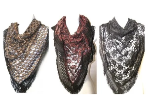 Elegantes handgefertigtes Spitzen Perlen Pailletten Schal/Tuch - einzigartiges verziertes Design - Bild 1 von 9