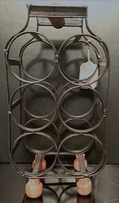 葡萄酒架 6 瓶锻铁法国风格脚柜 15 — 第 1/4 张图片