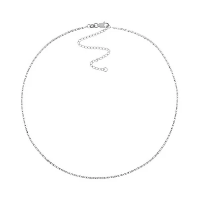 Collar Gargantilla Cadena Valentino Ajustable 1.25mm Real Oro Blanco 14K 16" Foto 1 de 3