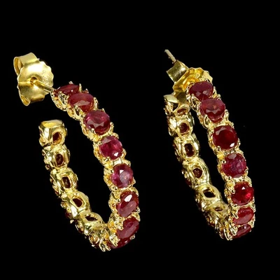 925 Sterling Silver Earrings Round Ruby 3mm Gemstone No USA Import Fees - Image 1 of 4