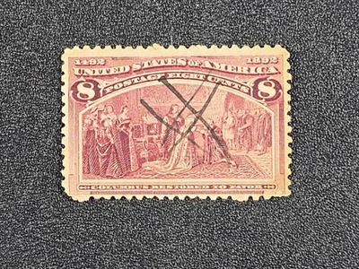 1892 U.S. 8 cent Columbian - Scott# 236 - Solid USED stk#IZ2 - Image 1 of 4