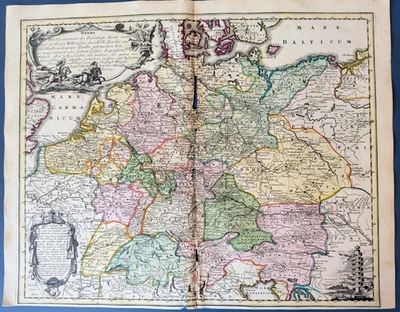 1718 Weigel Post Route Map Holy Roman Empire Germany, Benelux, Austria, Swiss - Image 1 of 4
