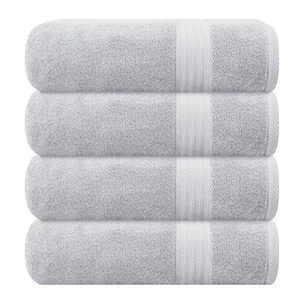 Premium Cotton 4 Pack Bath Towel Set - 100% Pure Cotton - 4 Bath Towels 27x54... - Picture 1 of 7