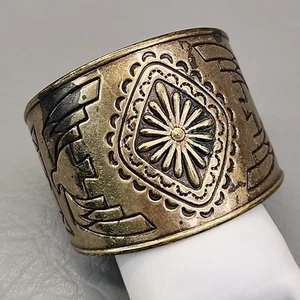Vintage breites Armreif Armband Southwestern gestempelt Metall goldfarben 7,25" - Bild 1 von 15