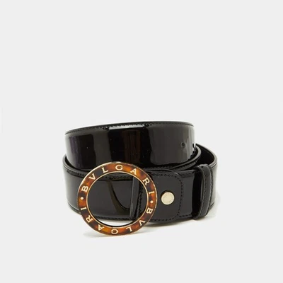 Cinturón con hebilla de anillo de charol negro Bvlgari 110 cm Foto 1 de 4