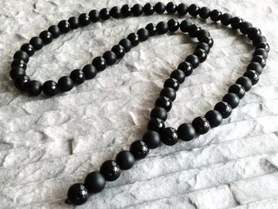 Collana rosario pietra kraft pietra onice catena preghiera uomo donna regalo - Immagine 1 di 3