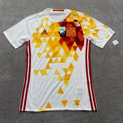 Camiseta de fútbol Adidas España blanca/roja patrón geométrico para hombre talla S nueva con etiquetas Foto 1 de 4