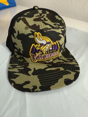 Minnesota Vikings Camo Adjustable Trucker Hat Skoal. Heat Pressed Patch - Image 1 of 4