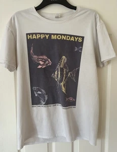 RARE VINTAGE HAPPY MONDAYS T- SHIRT FROM 1989 SINGLE STITCH ADULT LARGE - Picture 1 of 12