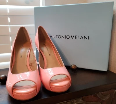 Zapatos de tacón alto Antonio Melani rosa peep toe para mujer talla 7,5 M de EE. UU. Foto 1 de 4