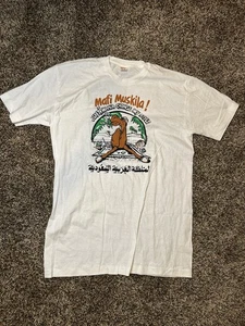 Vintage Christian Dior XL Gulf War “Mafi Muskila” Peacekeeper Jet Graphic Tee - Picture 1 of 3