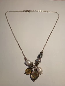 Silpada Sterling Silver Pearl Brass Quartz Abalone Hematite Bead Necklace N2202 - Picture 1 of 5