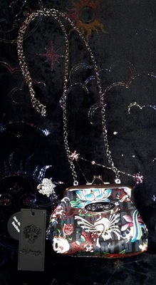 💥Ed Hardy Kiss Lock Mini Crossbody Shoulder Bag Coin Purse with Tiger Charm🆕️ - Image 1 of 4