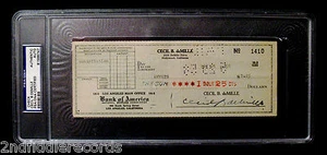 CECIL B. deMILLE-Raro Totalmente Firmado Cheque Comercial-PSA ADN Encapsulado-Director - Imagen 1 de 4