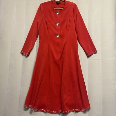 Ashro Women’s Long Coat Jacket Size 8 Jewel Buttons Old Money Mature Elegant - Image 1 of 4