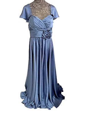 NWOT JS Collections Grecian Chiffon Dress/Gown Classic Blue Size 10 - Image 1 of 4