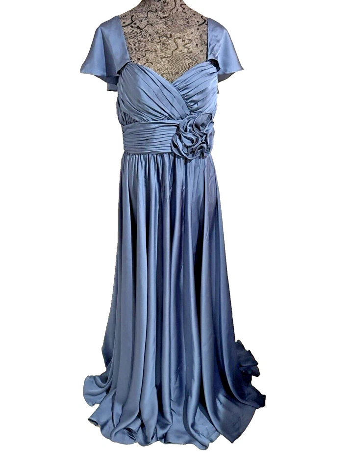 NWOT JS Collections Grecian Chiffon Dress/Gown Classic Blue Size 10 - Image 1 of 4