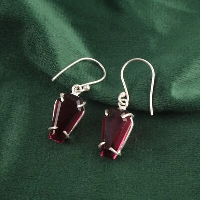 Genuine Pink Tourmaline 925 Sterling Silver Wedding Dangling Earrings Jewelry - Imagem 1 de 4