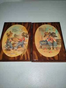Two Cute Vintage Cowboy Wall Hang For Dinner Time And Farm - Picture 1 of 1