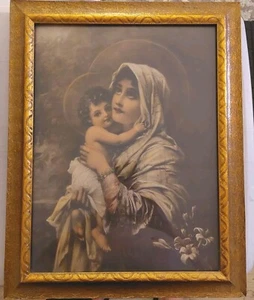 Bonnie Madonna antiker Druck gerahmte Kunst um 1900 15 x 19 Zoll Rahmendruck 12x16 Zoll SLC - Bild 1 von 22