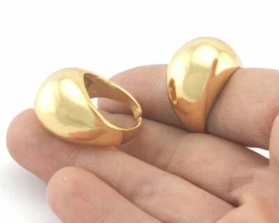 Domed (Big) Adjustable Ring Shiny Gold Plated Brass (19mm 9US inner size ) 3068 Foto 1 de 2