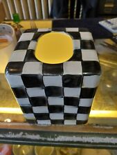 Mackenzie Childs Courtly Check Enamel Checkerboard Boutique Tissue Box Cover