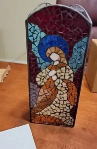 Vintage Mosaic Hand Made Angel 10" Stained Glass Luminary w/o Candle  - Picture 1 of 5