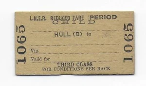 Railway Ticket LNER Hull to ... 3rd Child Period Reduced Fare Single Edmondson - Picture 1 of 1