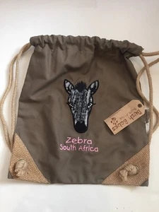 Bush Babes South Africa Kids Child Drawstring Cinch Bag Backpack Zebra Girl NWT - Picture 1 of 12
